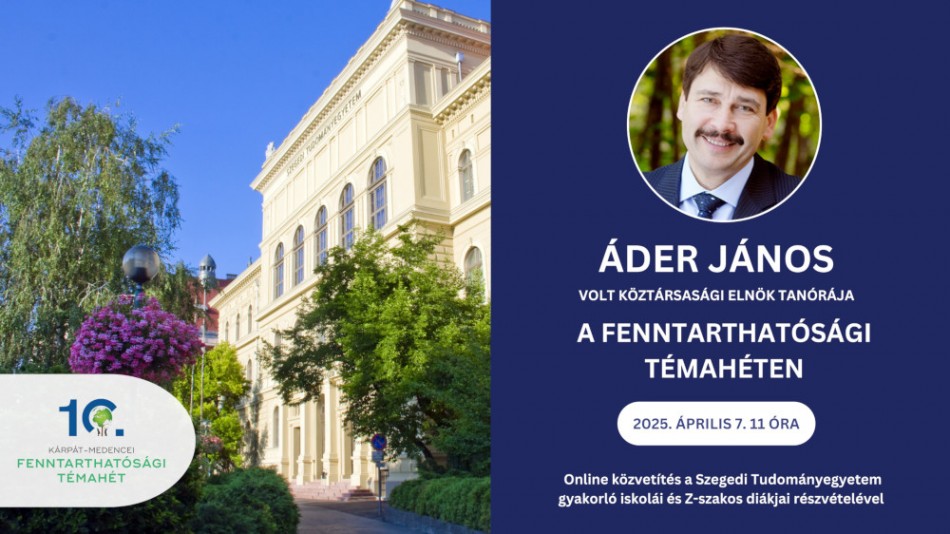 Áder János volt köztársasági elnök tanórája a Fenntarthatósági Témahéten Áder János volt köztársasági elnök tanórája a Fenntarthatósági Témahéten